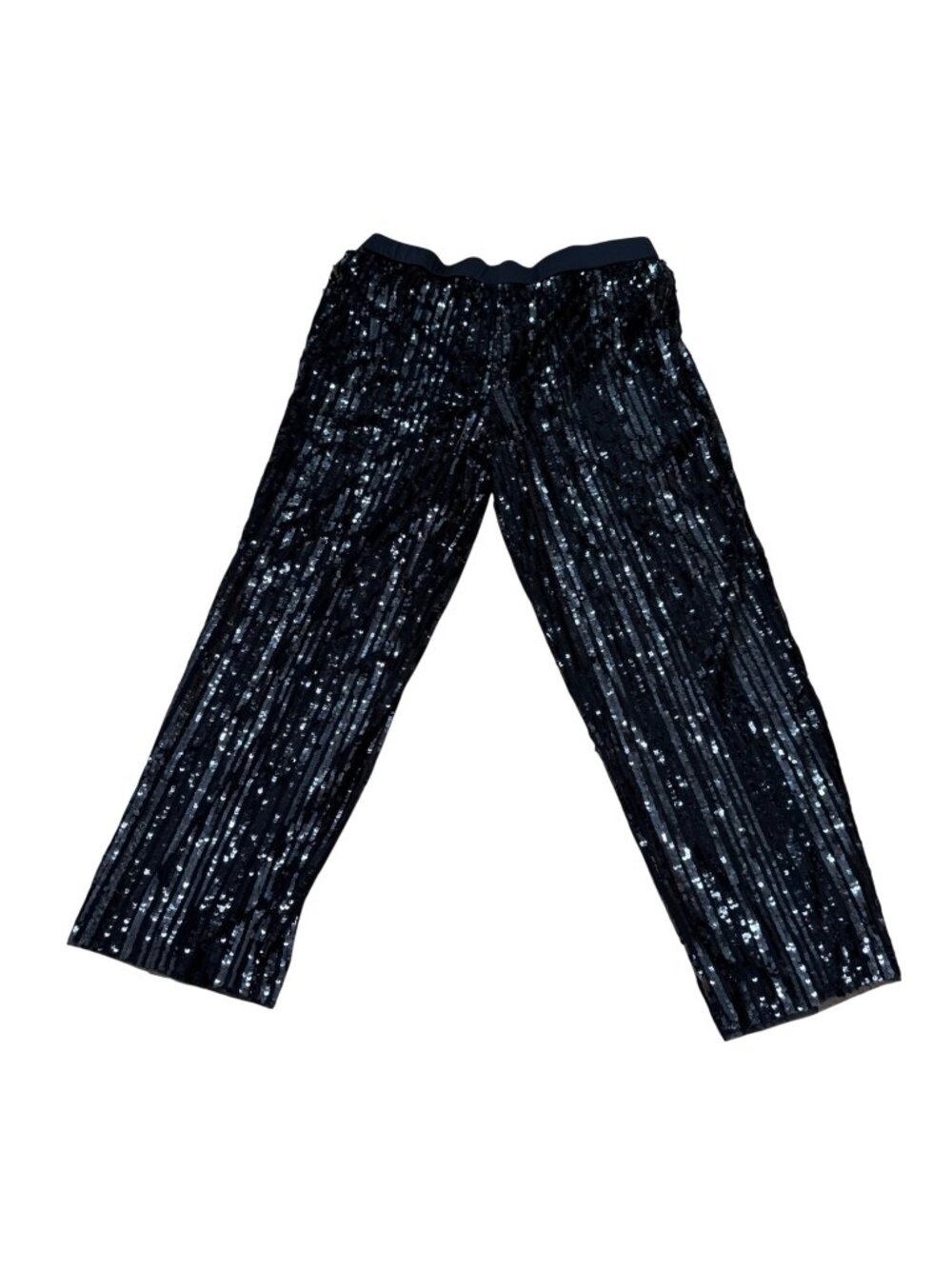 Bob Mackie Women's Dress Pants L Black Sequin Straight Leg Pull On Wearable Art
